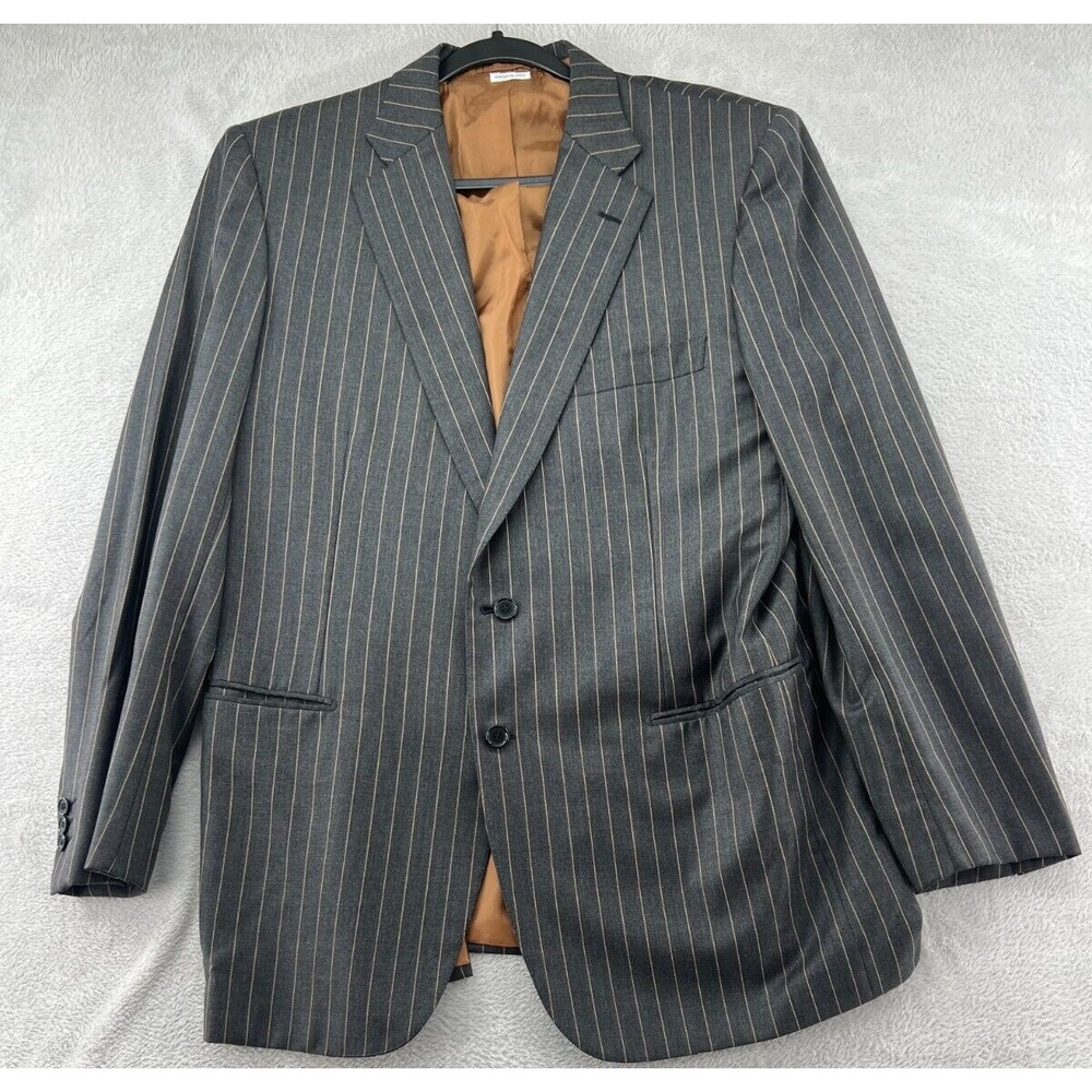 Brioni Sport Coat Blazer Mens 44R Italian Super 150s Gray Pinstriped Two Button